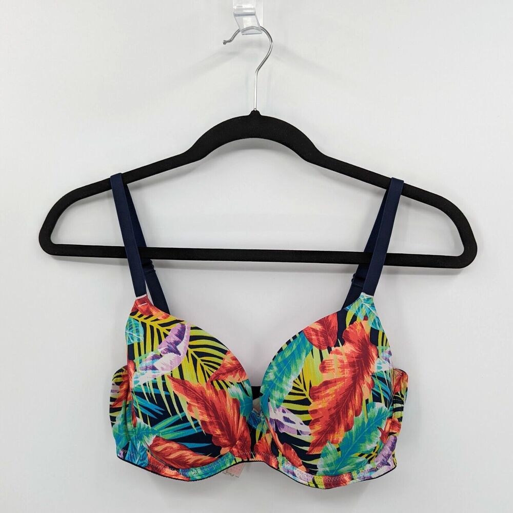 Victoria's Secret PINK Bra Women's 34D Colorful Tropical Floral Lightly Lined